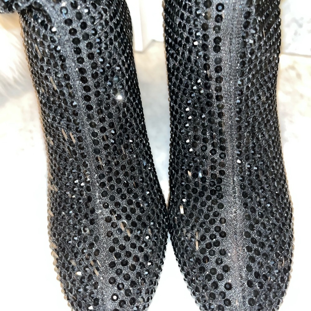 new! INC International Concepts Metallic Black Rhinestone Gerii Boots - Picture 9 of 16